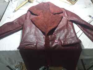 Veste en cuir pour homme, doublure en peau de mouton véritable OEM, style vintage, imperméable, épaisse, avec logo sur le devant, pour l'hiver - Product Image 3