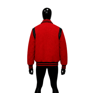 PREMIUM <b>RED</b> LETTERMAN VARSITY JACKET FOR MEN STYLISH Jacket <b>Wool</b> Polyester Turn-down Collar Casual Autumn Regular Fit Solid Colo - Product Image 2