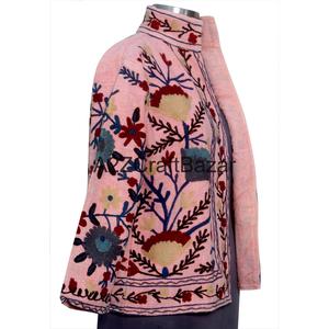 Blouson Bomber Vintage à Motif Floral Printemps Multi-Saisons, Broderie Suzani TNT, Design Dessiné à la Main, Écologique, Respirant, Séchage Rapide - Product Image 4