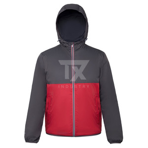 <b>Plain</b> Design Black and White Fashionable Custom Zipper up Windbreaker Jacket for Men Pakistan Manufacturer Windbreaker Jacket - Product Image 5