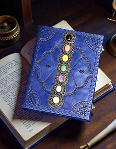 Seven Chakra Stone Celtic Pentagram Vintage <b>Leather</b> Embossed Thread Sewing Bound Gift <b>Diary</b>/Journal with Deckle Edge Paper - Product Image 3