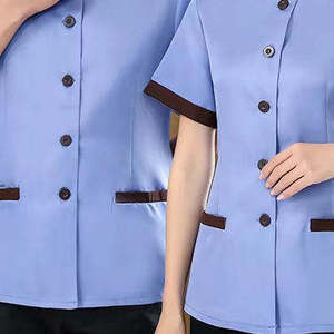 Uniforme de Trabajo Personalizado de Verano de Manga Corta Unisex de Poliéster y Algodón para Personal de Hotel Profesional - Product Image 4