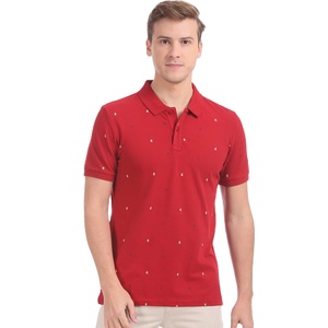Chemise Homme Rouge et Blanche de Haute Qualité, Vente en Gros OEM, Coton Respirant Tricoté, Broderie Personnalisée sur le Devant, Impression, Manches Courtes - Product Image 1