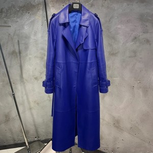 Trendy Fashion Women Cowhide Long Coats <b>Sheepskin</b> Leather <b>Jackets</b> For Women's Wholesale Women Genuine Leather Long Coat - Product Image 2