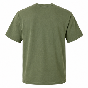 Camiseta de algodón de manga corta verde oliva para hombre con estampado de logotipo frontal, estilo casual, corte regular, cuello redondo, estilo jersey. - Product Image 6