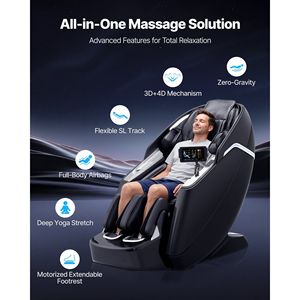 Sillón de Masaje de Doble Núcleo 4D+3D de Cuerpo Completo con Control por Voz IA, Reposapiés Extensible y Riel SL Eléctrico TFT para Yoga Profundo - Product Image 2