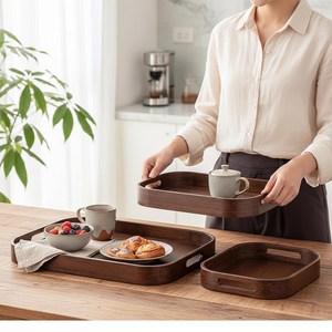 Wooden Tea Serving <b>Tray</b> with Handles, Multipurpose Platter for <b>Snacks</b> and Fruit rustic serving <b>tray</b> handmade <b>tray</b> - Product Image 3