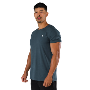 T-shirt de sport pour homme à manches courtes, bleu marine, confortable et élégant, vêtement de sport décontracté de haute qualité pour la gym, vente en gros - Product Image 2