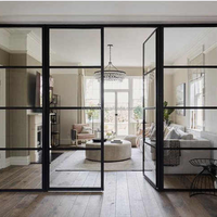 Design moderne en aluminium Portes battantes françaises à double battant Étanche Entrée extérieure Double porte Verre fini Contemporain