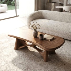 Luxali Eco-Friendly Solid Wood Modern Coffee <b>Table</b> with Sculptural Design for Living Room Home Decor - Product Image 6