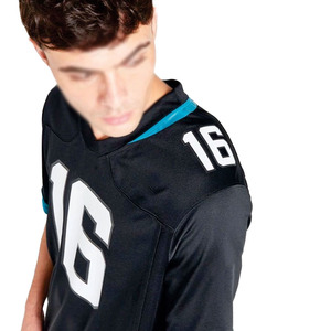 Maillot de football américain surdimensionné en mesh pour homme, noir et bleu, streetwear, t-shirt de sport athlétique, fabricant OEM, étiquette privée personnalisée - Product Image 6