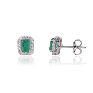 Boucles d'oreilles en argent sterling 925 avec émeraudes naturelles et diamants halo, best-seller, haute qualité, pour femmes, bijoux fins - Product Image 3