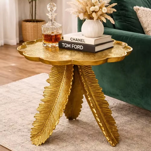 โต๊ะบาร์อะลูมิเนียมหล่อขึ้นรูปหรูหรา ฐานรูปใบไม้ ดีไซน์งานประติมากรรม ป้องกันสนิม ผิวสัมผัสระดับพรีเมียม ชิ้นงานตกแต่งสุดหรู - Product Image 2