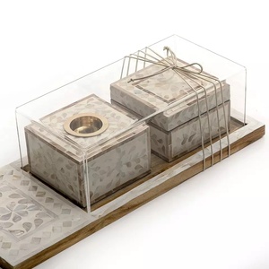 Boîte de Mubkhar en nacre incrustée avec plateau assorti, brûleur décoratif traditionnel de Bakhoor pour parfum de maison et cadeaux - Product Image 2