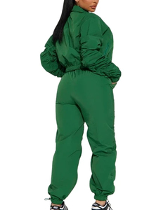 High Quality Winter Hooded Blank Tracksuit Stylish Set Sportswear Windbreaker Jacket Custom Logo Women Stand Casual - Product Image 4