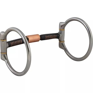 Bocado de acero inoxidable para caballo con junta de rodillo y diseño de anillo en D para equipo de equitación western, bocado deslizante con rodillo - Product Image 2