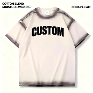 Camiseta de algodón cómoda de manga corta para verano, con lavado vintage, efecto desgastado, estampado láser, bordada, de 240 gramos, con cuello y hombros de moda - Product Image 2