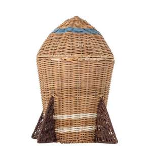 Sisu Handicraft Handwoven Rattan Rocket <b>Basket</b> With Lid For Kids Room <b>Storage</b> Decorative Space Themed <b>Wicker</b> Toy Organizer Hampe - Product Image 2