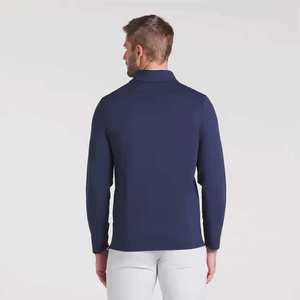 Pull en maille bleu marine pour homme, col montant, fermeture éclair quart de tour, manches longues, coupe ajustée, style décontracté chic - Product Image 3