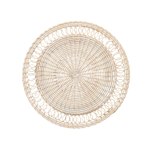 Exotic Rattan Placemat Hand-Made <b>Round</b> <b>Table</b> <b>Mat</b> for Tropical Theme Party Decor Eco-Friendly Woven Underplate - Product Image 2