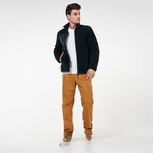 Veste en polaire sherpa noire personnalisée avec poches contrastées sur la poitrine, col montant, fermeture éclair intégrale, poches avant pour les marques de vêtements américaines, britanniques et européennes - Product Image 6