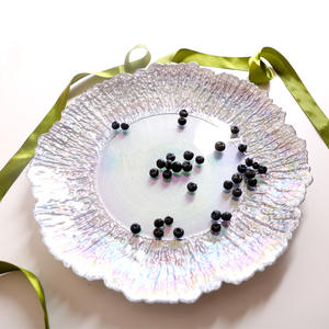 Plato de Vidrio con Diseño de Textura Dorada a Rayas, Plato Colorido para Frutas/Filetes/Cenas, Suministro Directo de Fábrica - Product Image 2