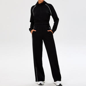 Conjunto Deportivo de 2 Piezas para Mujer, con Cierre Completo, con Franjas, Holgado, Informal, para Correr, Fitness, Chándal para Mujer - Product Image 2