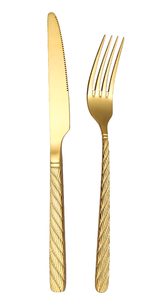 Juego de Cubiertos de Lujo en Oro, Cuchara, Tenedor y Cuchillo de Acero Inoxidable con Acabado Espejo, Aptos para Lavavajillas, Diseño Europeo, para Bodas, Catering y Hoteles - Product Image 3