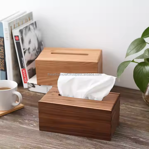Dispensador de pañuelos de madera minimalista para interiores modernos y rústicos Dispensador Caja de pañuelos de madera - Product Image 3