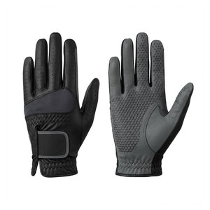 Gants de golf en cuir véritable jaune et noir, unisexes, antidérapants, respirants, avec sangle de poignet réglable et fermeture auto-agrippante - Product Image 2