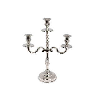 <b>Candlestick</b> 5-Arms <b>Silver</b> Candle Holder Polished Aluminum Candelabra for Home Decoration Vintage Candle Holder Bulk Supplier - Product Image 4