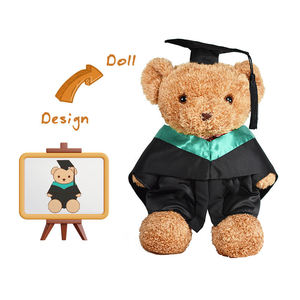 Ours en peluche marron personnalisé OEM de 25 cm avec chapeau et écharpe, jouet en peluche de Noël pour enfants en coton PP, vente en gros - Product Image 5