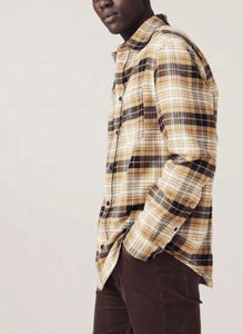 2024 tendencia de alta calidad 100% algodón franela personalizada OEM hombres manga larga botón camisa invierno ropa Casual estiramiento al por mayor - Product Image 6