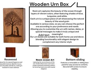 Urna Funeraria de Madera con Grabado de Persona Rezando y Árbol, Urna Conmemorativa para Cenizas Humanas, Recuerdo Funerario, Entierro, Tamaño Adulto - Product Image 5