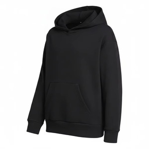 Sweat-shirt à capuche noir pour homme, coupe classique, couleur unie, pull en molleton décontracté avec poche, vêtement d'automne - Product Image 3