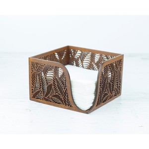 Wooden Tissue Box with Leaf Pattern Design Modern Organizer for Tabletop Use - Product Image 1