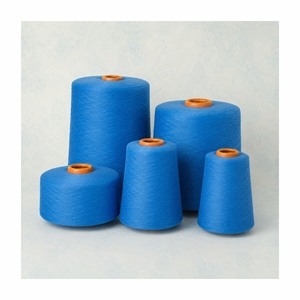 Hilo de Algodón Azul Teñido en Anillo, Absorbente de Humedad para Tejido Textil, 100% Algodón Peinado, Precio de Origen en India - Product Image 1