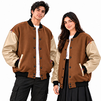 Veste de baseball respirante pour hommes et femmes, grande taille, en coton molletonné, manches en cuir artificiel PU, qualité supérieure