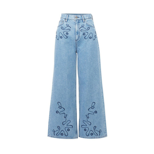 Pantalones Vaqueros de Mezclilla para Mujer de Alta Calidad al por Mayor, Personalizables, Corte Holgado, con Bordado y Color Personalizados - Product Image 4