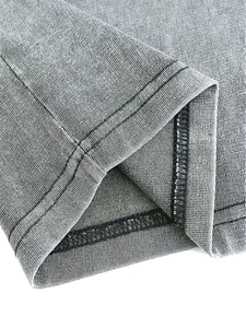 Ensemble de t-shirts décontractés en coton gris, col rond, manches courtes, motif, coton lavé, pour l'été - Product Image 6