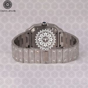 Charm Jewells Montre pour homme en acier inoxydable, boîtier de 40 mm, accents de diamants, analogique, mécanique, résistante à l'eau 10 bars, date automatique, luxe - Product Image 5