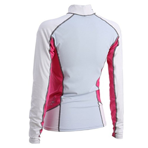 Men's Long Sleeve Rash Guard Mock Neck <b>Compression</b> <b>Shirt</b> <b>White</b> Gray Color Blocked Anti UV Athletic Base Layer Top - Product Image 3