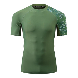 Custom Men Rash Guard <b>Compression</b> T <b>Shirt</b> Short Sleeve Swim <b>Shirt</b> UV Protection Quick Dry OEM Bulk Supplier - Product Image 2