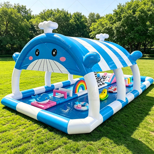 Piscina Inflable Redonda Comercial con Toldo de Protección Solar, Piscina de Agua Circular y Rectangular Portátil para Niños y Eventos - Product Image 1