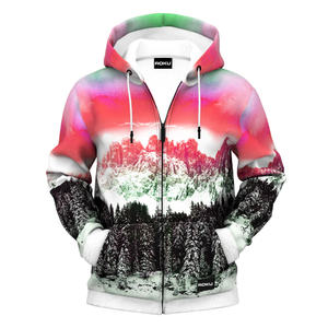 Sudadera de invierno con capucha y cremallera completa con logotipo personalizado Unisex, patrón sólido, sublimación, cremallera colorida para hombres, mujeres y niños - Product Image 1