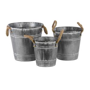 Últimos Maceteros Redondos de Hierro Galvanizado de Gran Tamaño 2026 con Asa para Jardín, Patio, Vivero, Conjuntos Decorativos de Macetas - Product Image 6