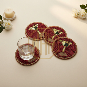 Sous-verre en tissu perlé blanc et rose de 10 mm d'épaisseur, fait main, écologique, motif cœur, pour cupcakes, tapis décoratif de table, Uttar Pradesh - Product Image 2