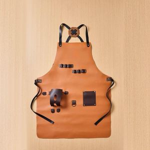High Quality Men's Leather Sleeveless <b>Apron</b> with Custom Logo Reusable & Durable Arnav Leather <b>Works</b> Classic Style - Product Image 3