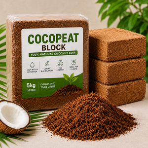 Source Nutritionnelle Adequate pour les Plantes, Tourbe de Coco Naturelle Biologique, Bloc de 5 kg, pour Semis et Croissance, Dimensions 30 x 30 x 15 cm, Inde - Product Image 1