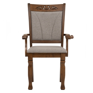 Silla de Comedor Moderna de Mediados de Siglo, de Madera Maciza Resistente, con Asiento Tapizado en Microfibra y Respaldo Tallado en Madera - Product Image 2